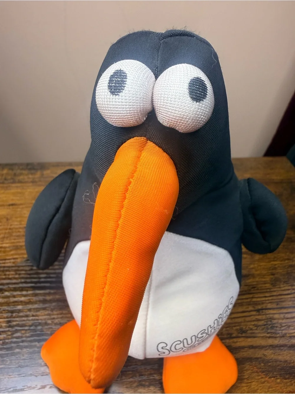 Scushies Black & White Plush Penguin with Orange Beak and Feet